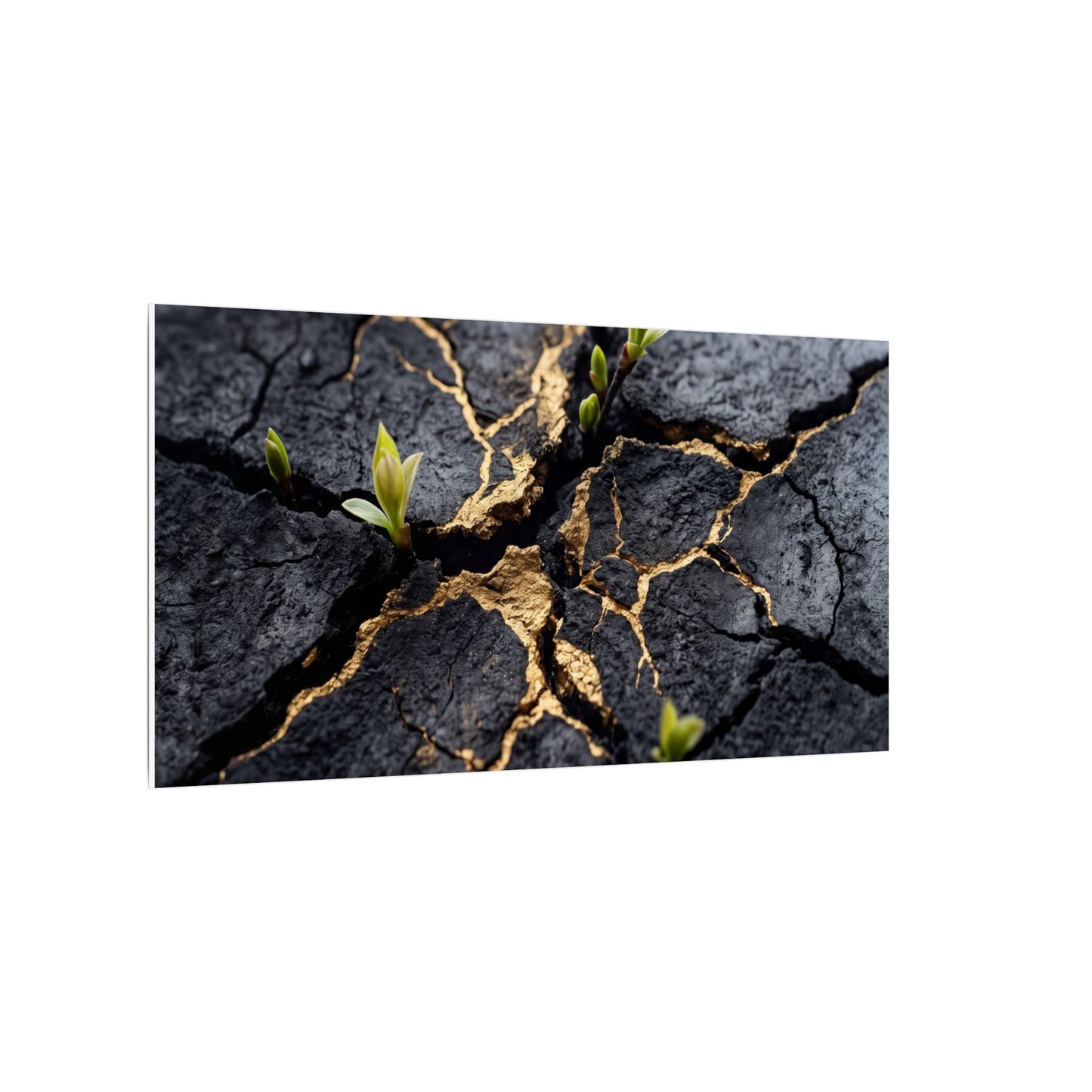 Ma Cracked Earth Canvas Art - Dark Japandi Charcoal Ink