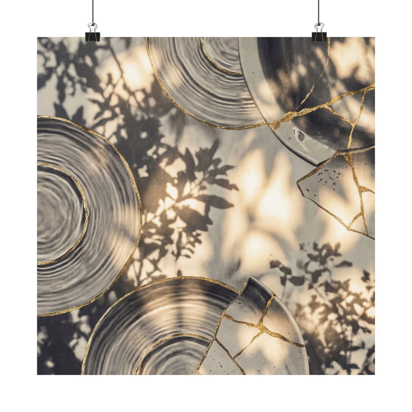 Water Ripple Wall Art Print | Summer Kintsugi Gold Vein Art