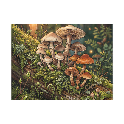 Spring Wild Mushrooms Herbarium Canvas Art | Rustic Decor Art Print