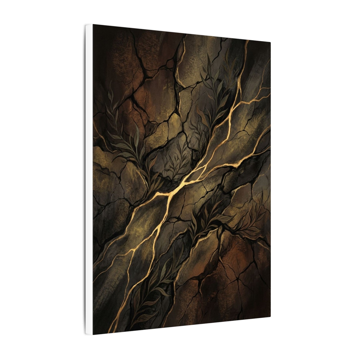 Cracked Earth Charcoal Ink Canvas Art | Bold Dark Japandi Art
