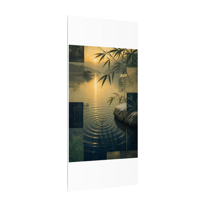 Zen Water Ripple in Golden Hour | Ukiyo E Inspired Canvas Art
