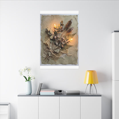 Dried Flowers Texture Canvas Art | Warm Japandi Art
