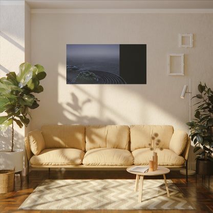 Ma Rock Garden Canvas Art - Dark Japandi Moody Minimal