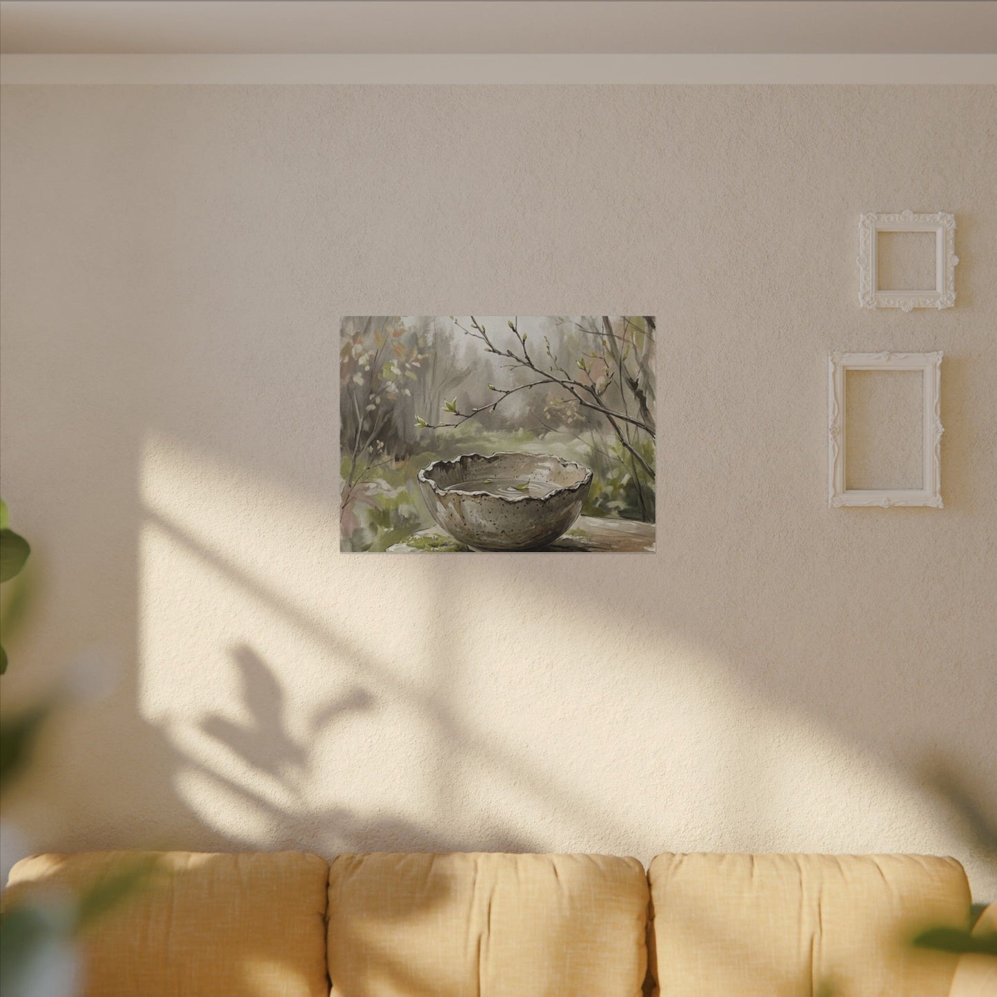 Japandi Ceramic Bowl in Overcast | Minimal Line Canvas Art