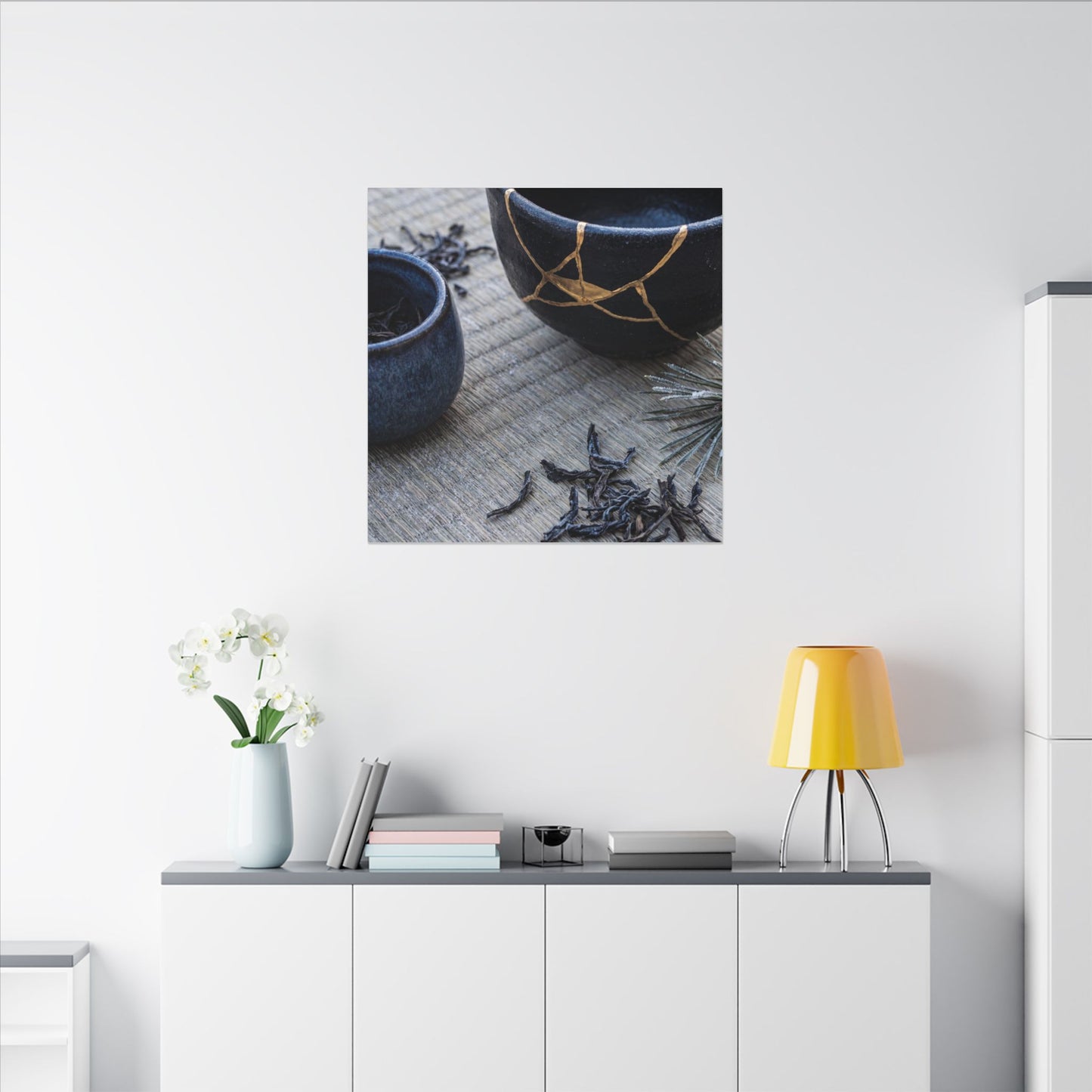 Kintsugi Tea Ceremony in Overcast | Gold Vein Canvas Art