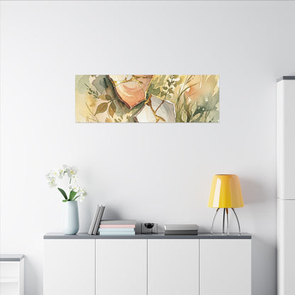Japandi Broken Pottery in Golden Hour | Watercolor Canvas Art