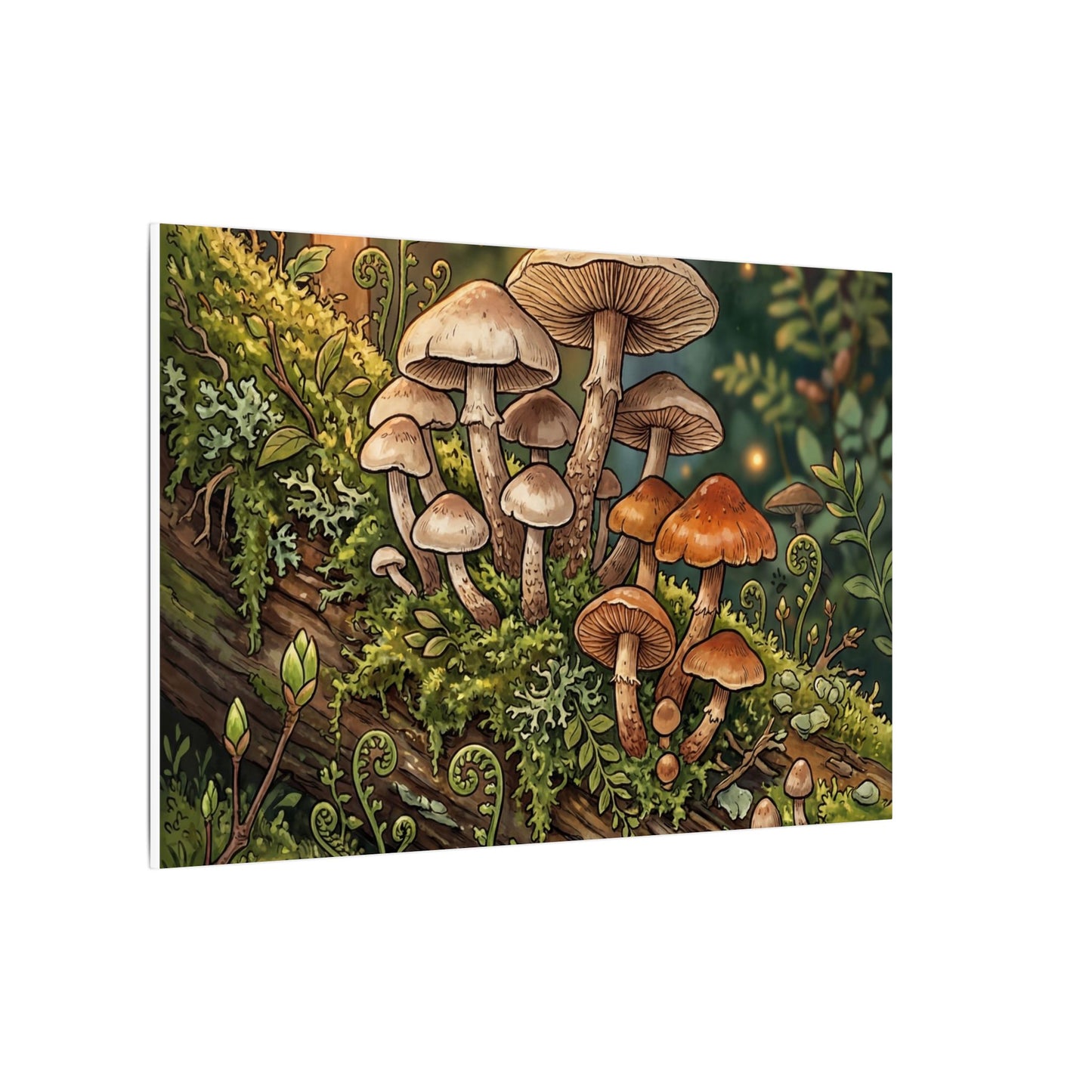 Spring Wild Mushrooms Herbarium Canvas Art | Rustic Decor