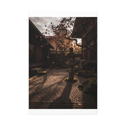 Seijaku Stone Lantern Canvas Art - Dark Japandi Shadow Zen