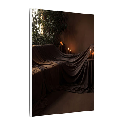 Candlelight Silk Drape Canvas Art - Dark Japandi Ma
