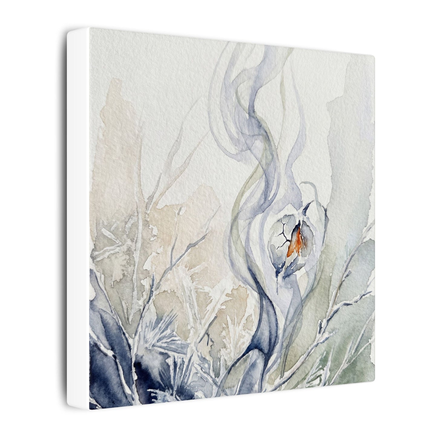 Earthy Incense Smoke Canvas Art - Watercolor Japandi