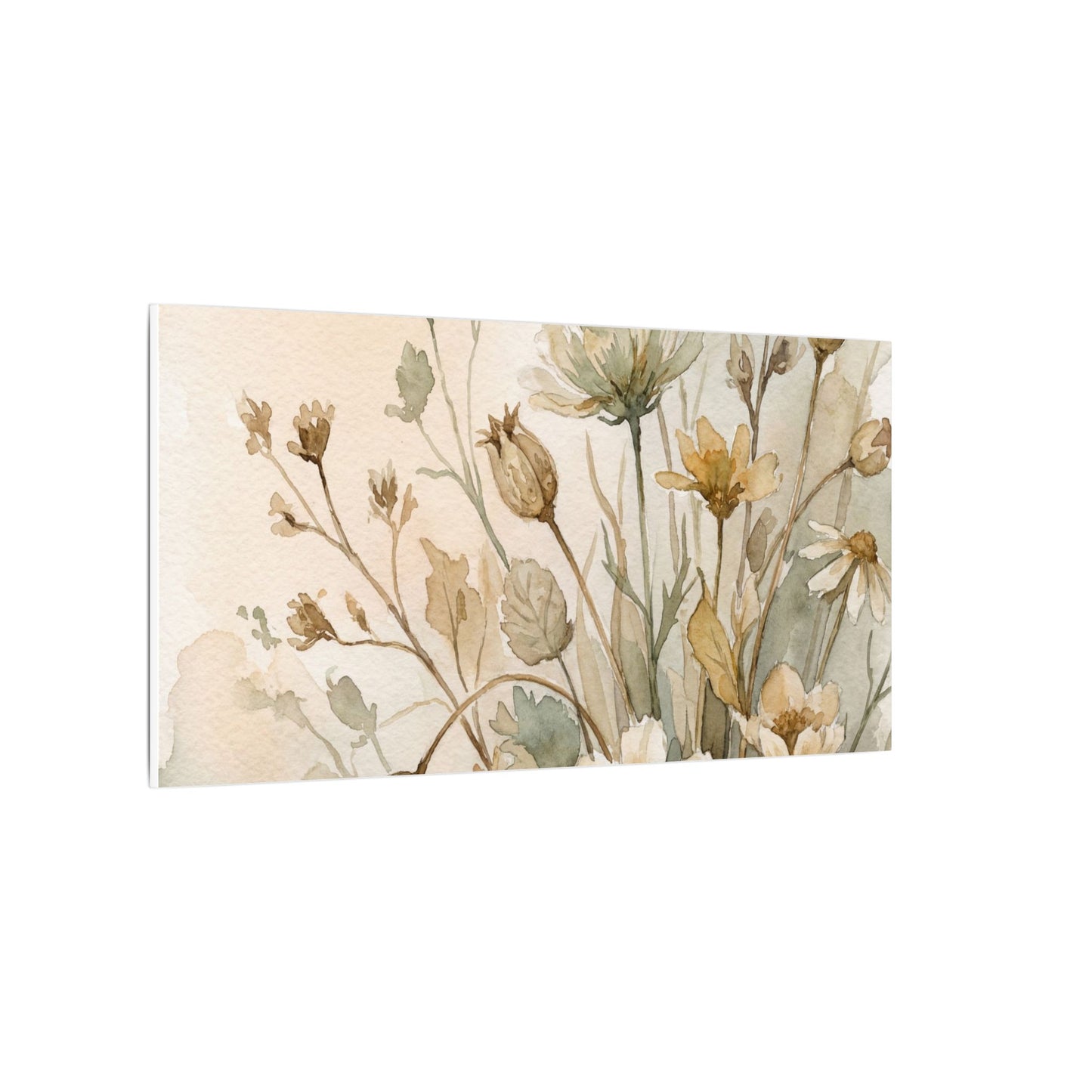 Summer Dried Flowers Watercolor Canvas Art | Elegant Decor