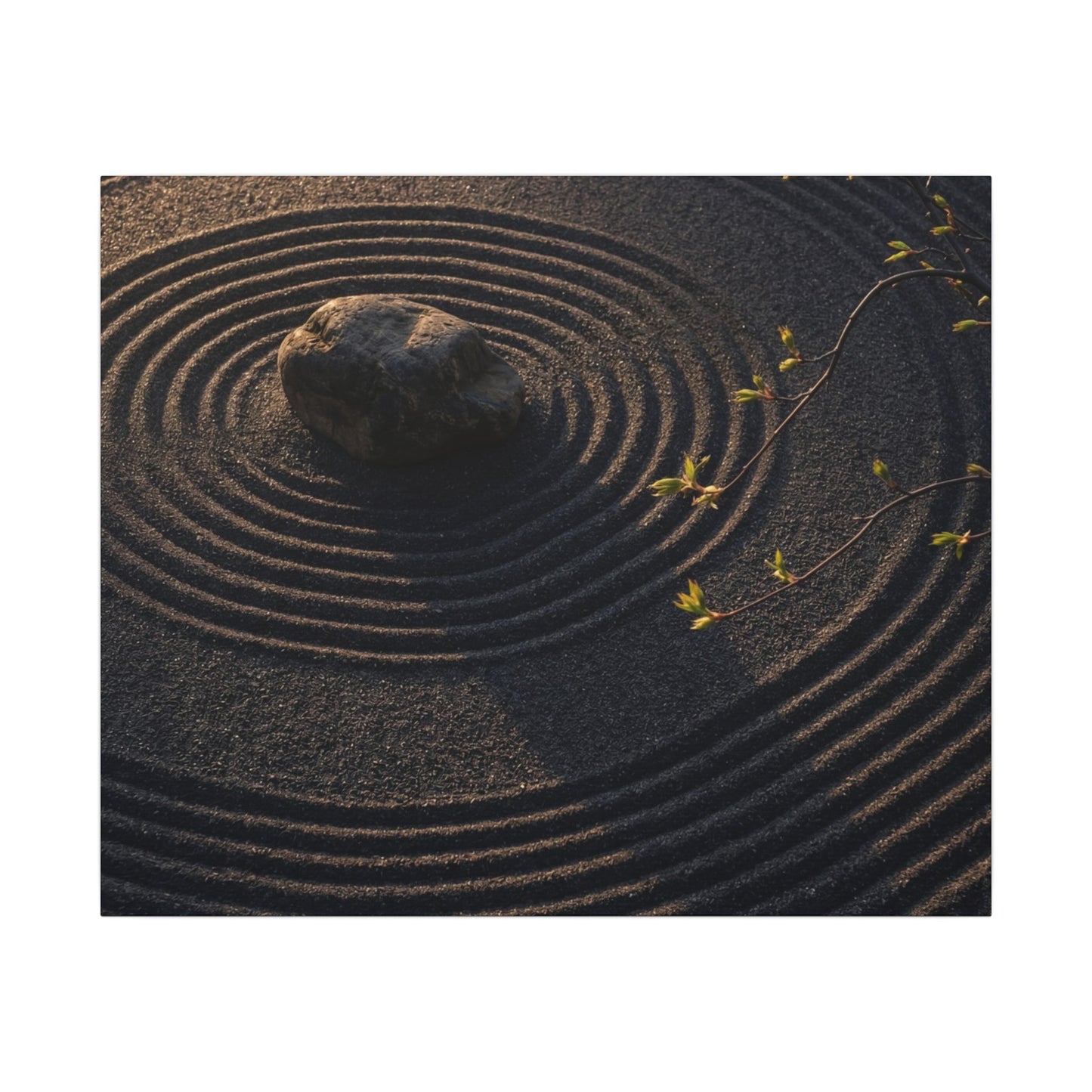 Rock Garden Shadow Zen Canvas Art | Bold Dark Japandi Art