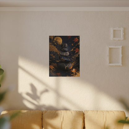 River Stones Autumn Canvas Art | Kintsugi Artful Design