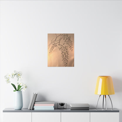 Japandi Wisteria in Candlelight | Minimal Line Canvas Art