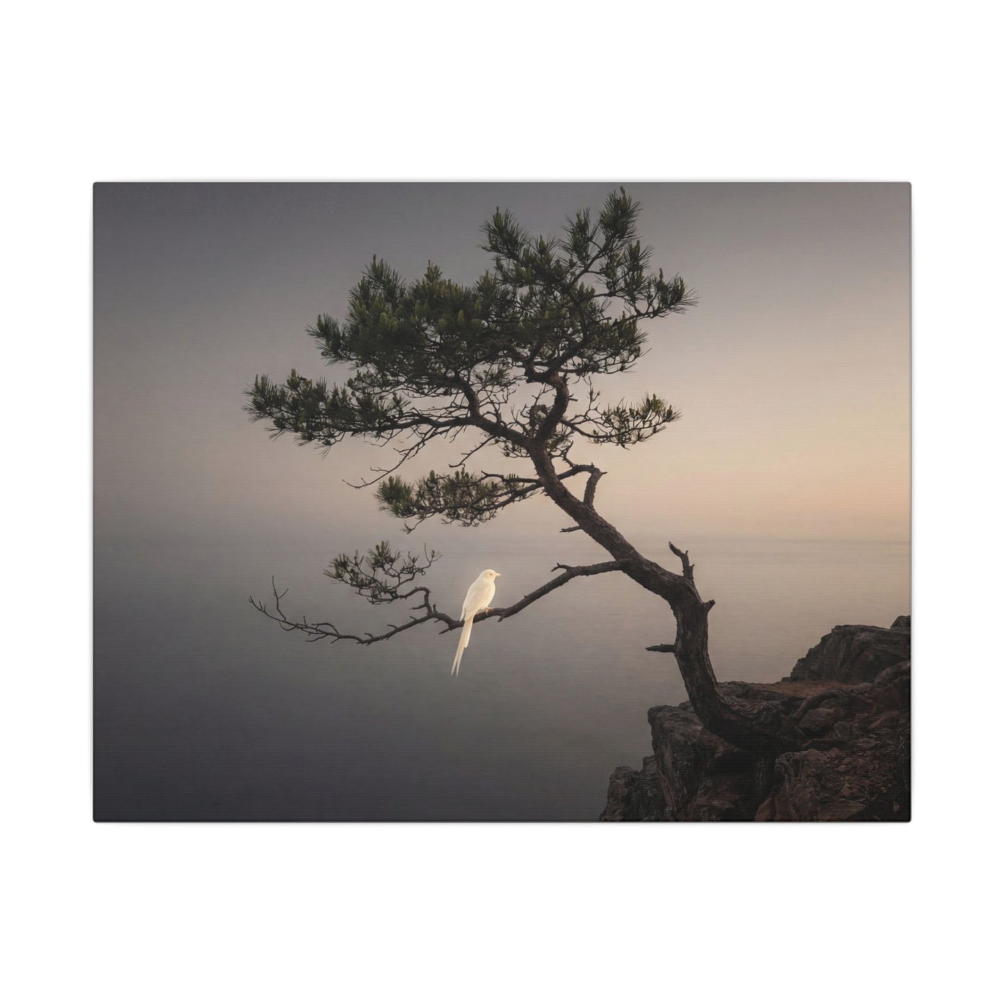 Dawn Pine Tree Canvas Art - Dark Japandi Datsuzoku Art Print