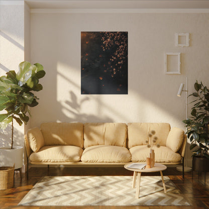 Golden Hour Cherry Blossom Canvas Art - Dark Japandi Kanso