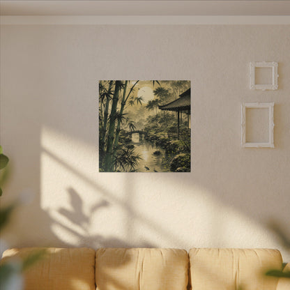 Moonlit Garden Sumi E Canvas Art | Calm Zen Art
