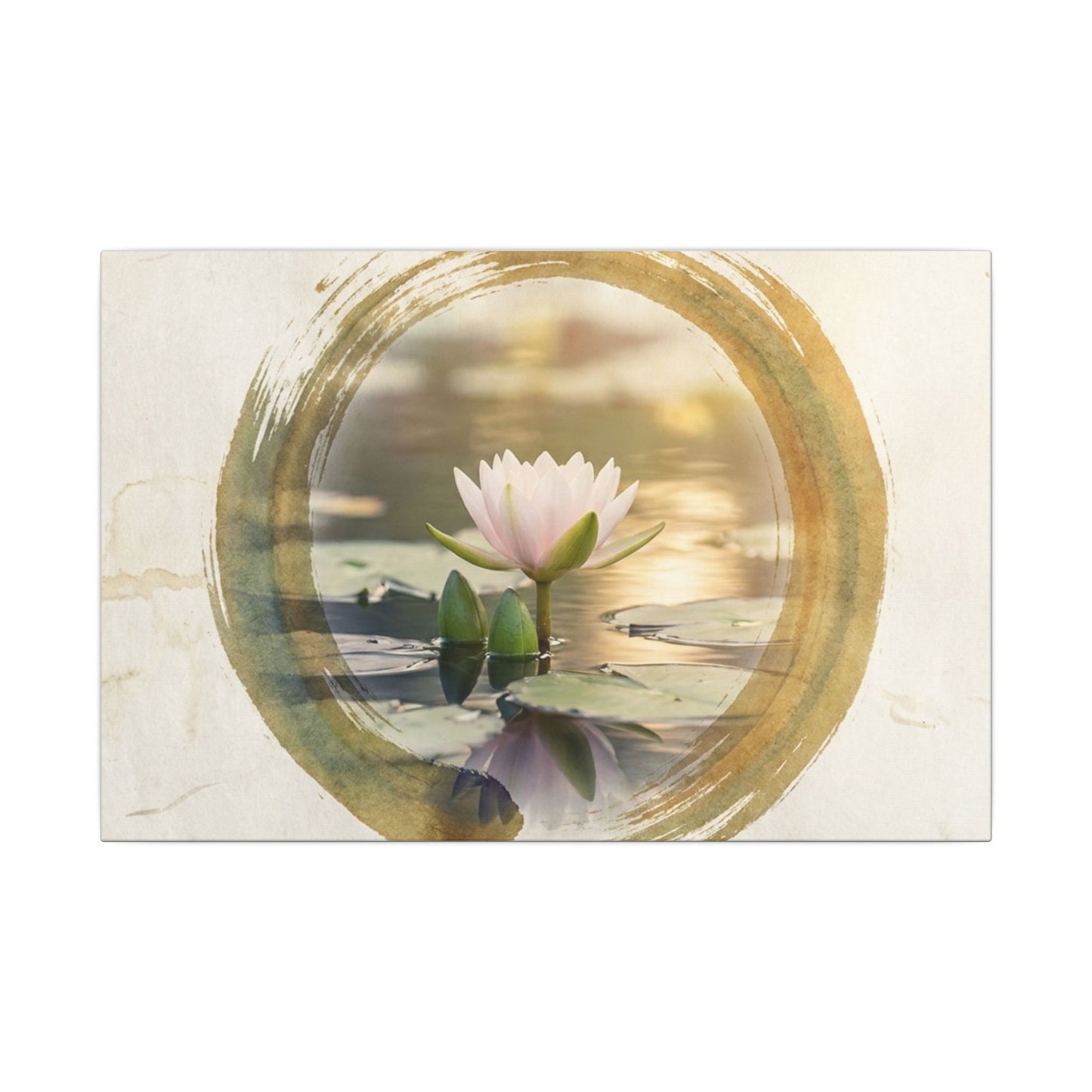 Peaceful Lotus Flower Canvas Art - Enso Zen