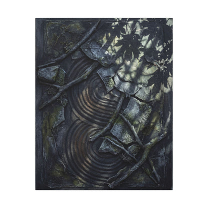 Rock Garden Canvas Art | Winter Dark Japandi Dark Texture Art
