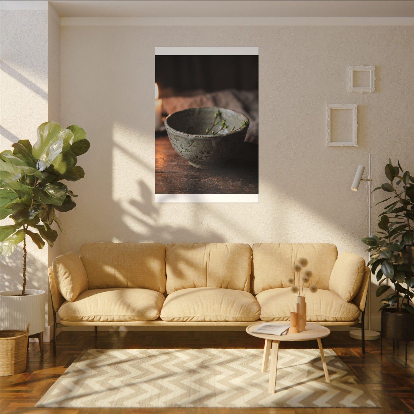 Ceramic Bowl Spring Canvas Art | Japandi Neutral Design