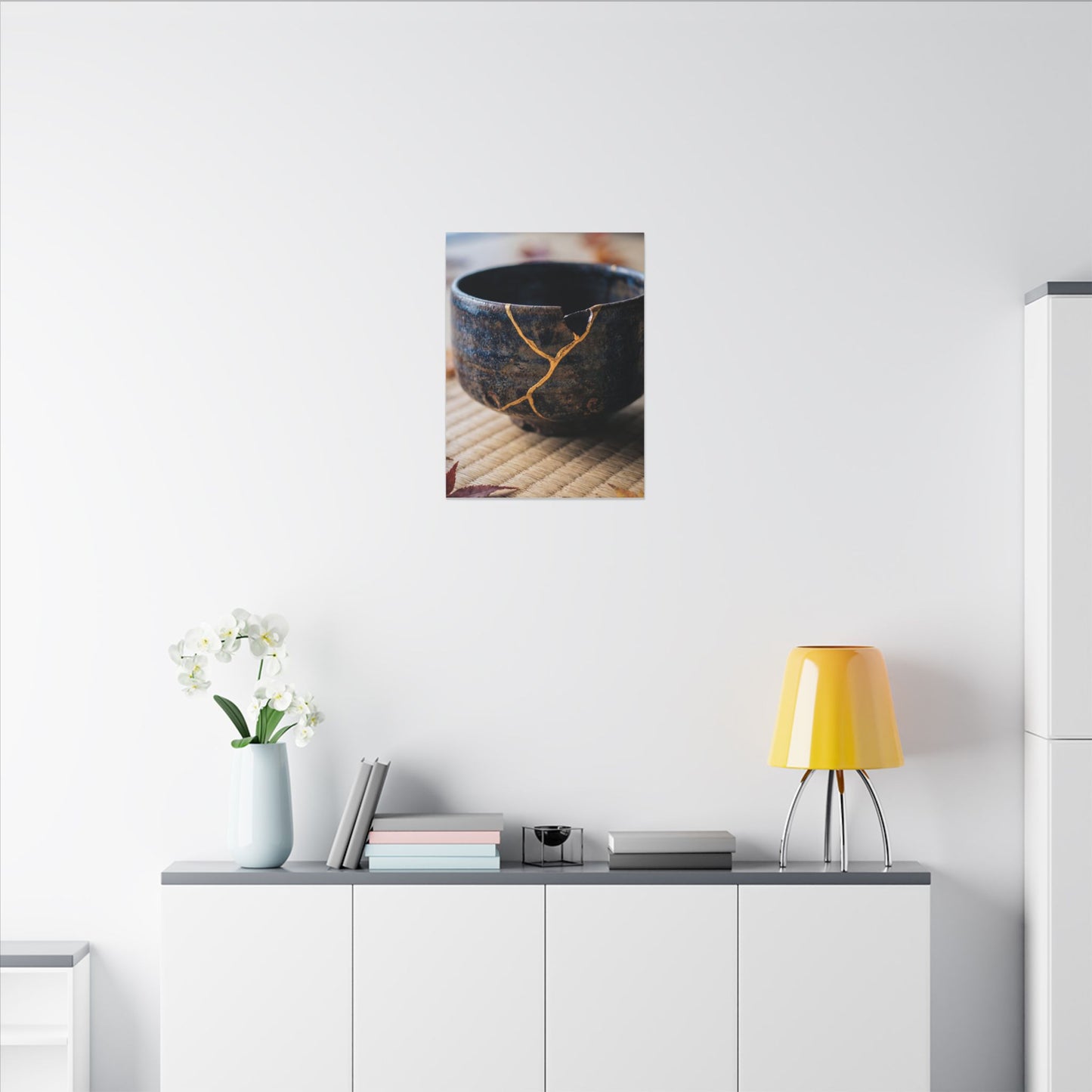 Tea Ceremony Autumn Canvas Art | Kintsugi Healing Design