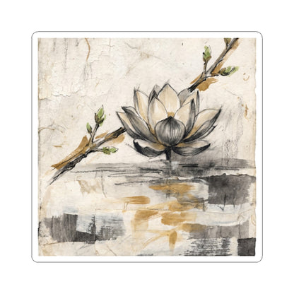 Lotus Flower Sticker | Spring Japandi Texture Art