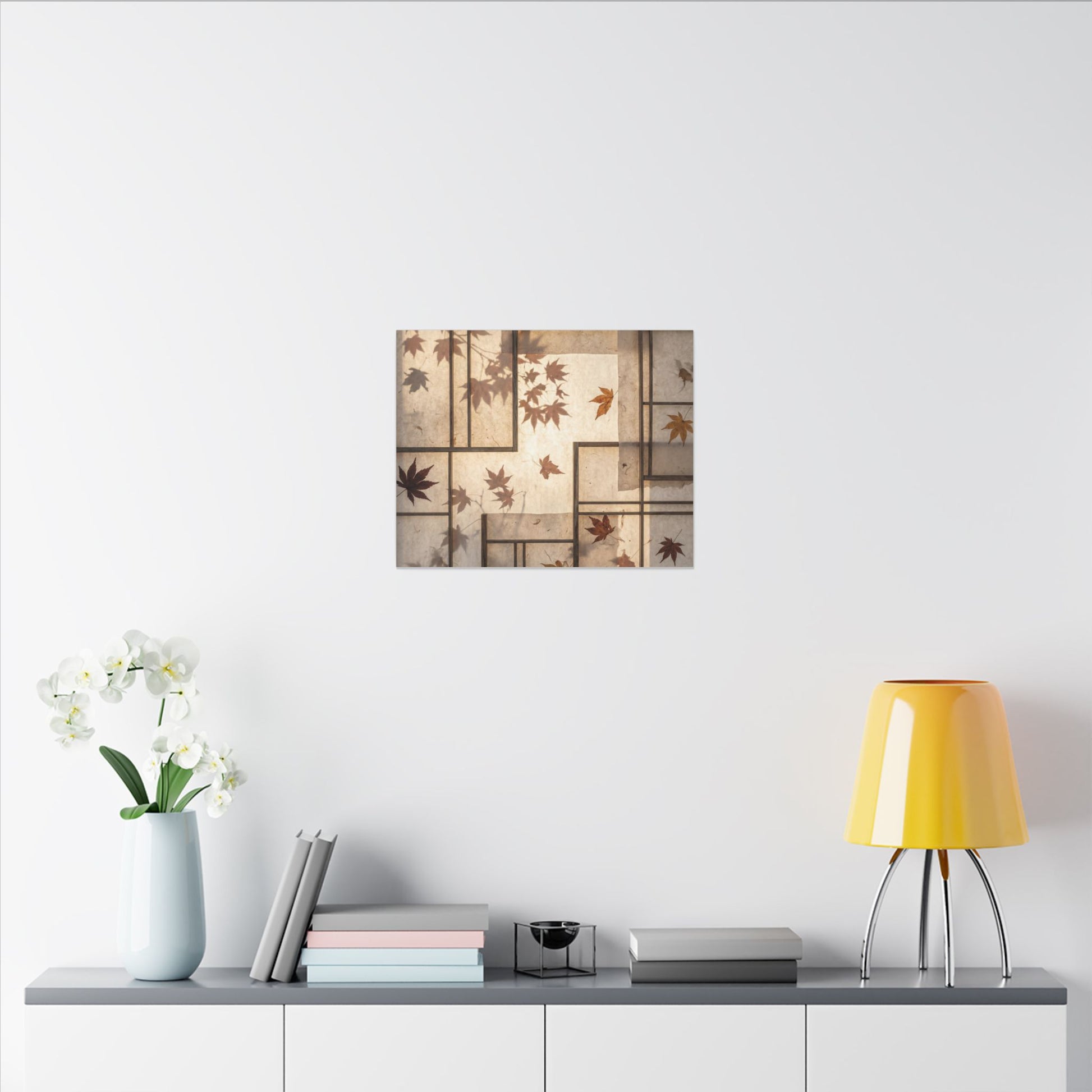 Shoji Screen Japanese Pattern Canvas Art | Neutral Japandi Art Art Print