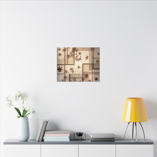 Shoji Screen Japanese Pattern Canvas Art | Neutral Japandi Art Art Print