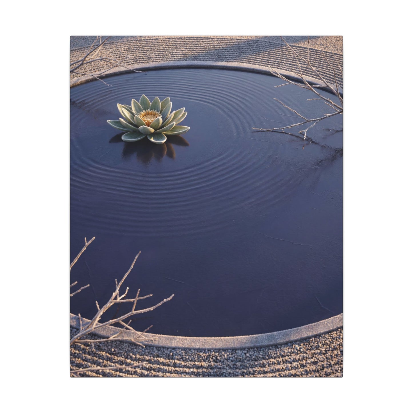 Lotus Flower Canvas Art | Winter Zen Karesansui Art
