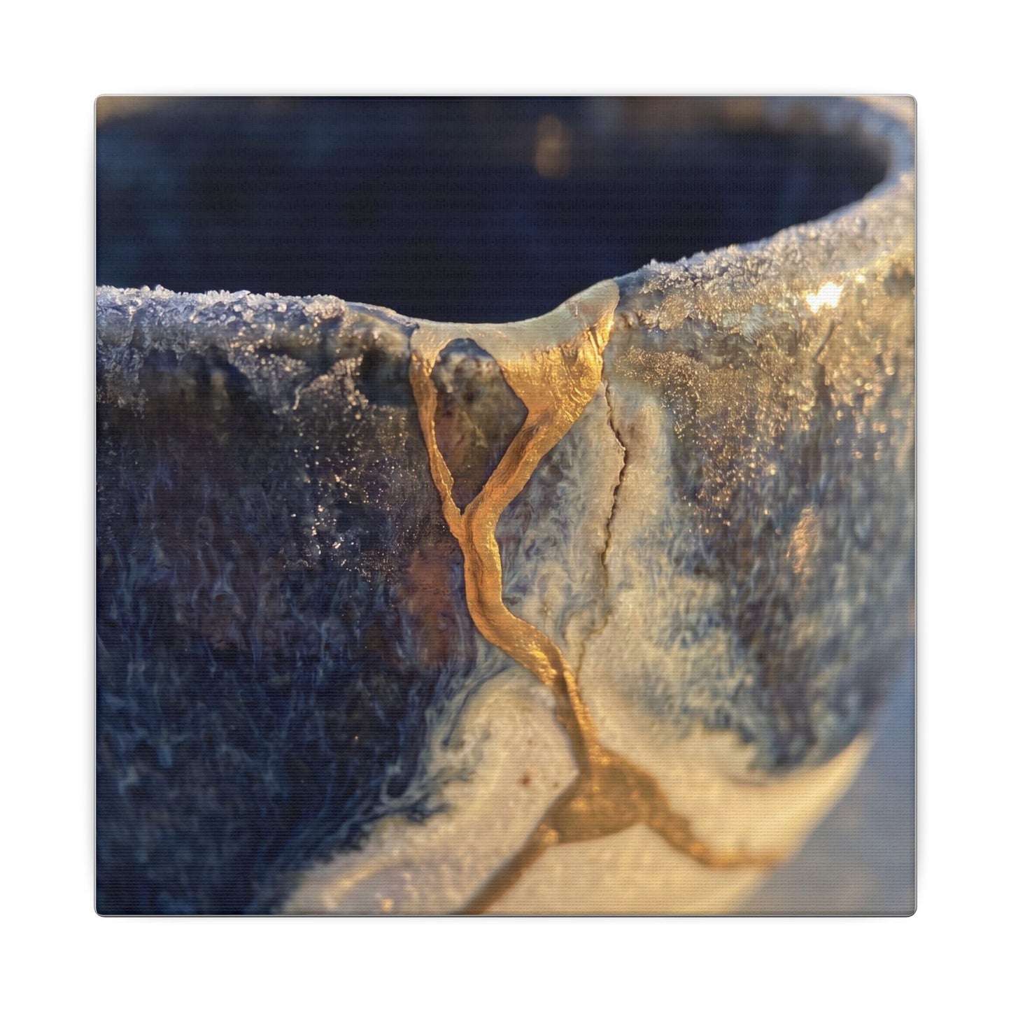 Winter Ceramic Bowl Gold Vein Canvas Art | Healing Decor