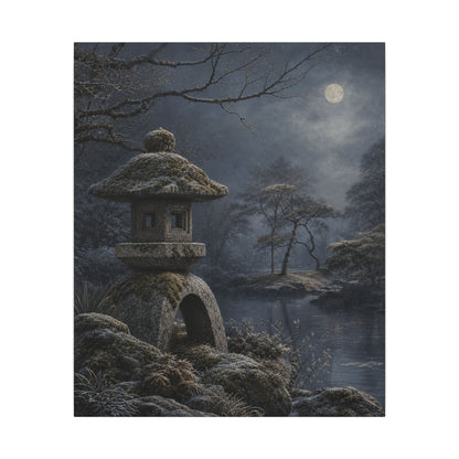 Stone Lantern Canvas Art | Winter Japandi Japanese Pattern Art