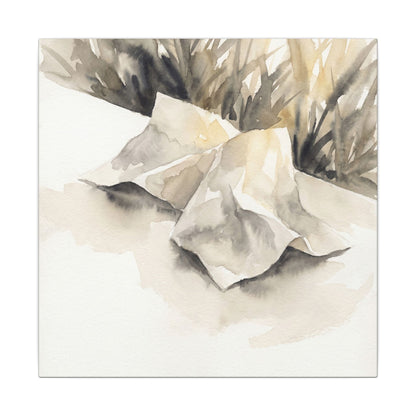 Paper Fold Watercolor Canvas Art | Warm Japandi Art