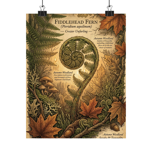 Fern Unfurling Vintage Botanical Wall Art Print | Rustic Cottagecore Art