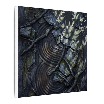 Rock Garden Canvas Art | Winter Dark Japandi Dark Texture Art