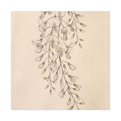 Japandi Wisteria in Golden Hour | Minimal Line Canvas Art