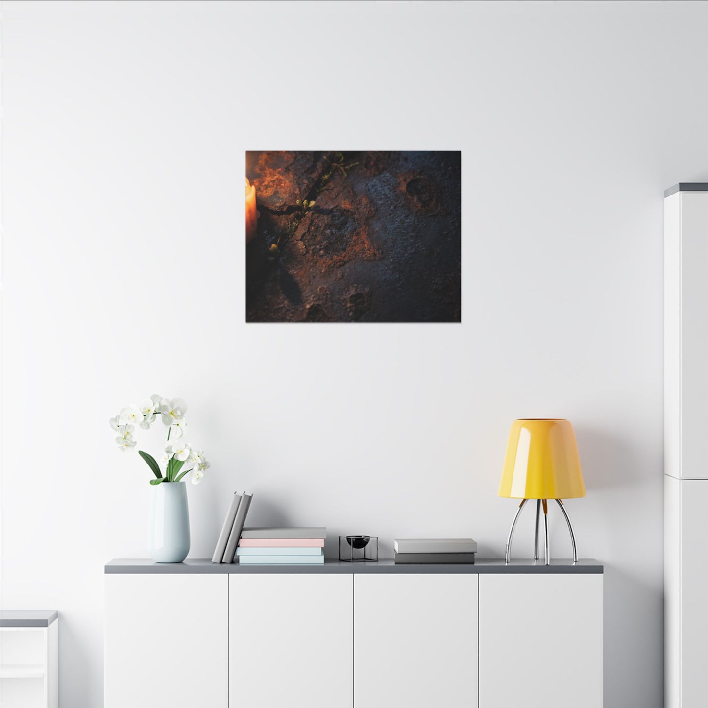 Candlelight Rust Patina Canvas Art - Dark Japandi Ma