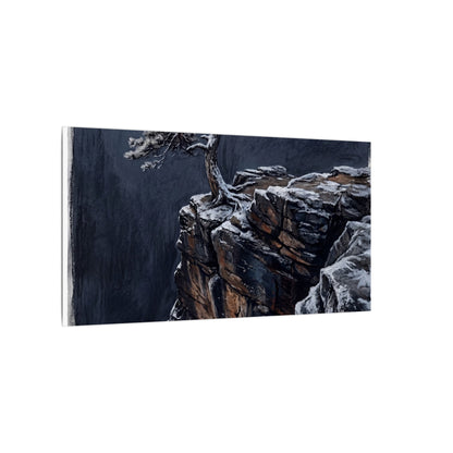 Dark Japandi Pine Tree in Dawn | Dark Texture Canvas Art