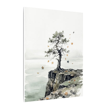 Japandi Pine Tree in Overcast | Watercolor Canvas Art