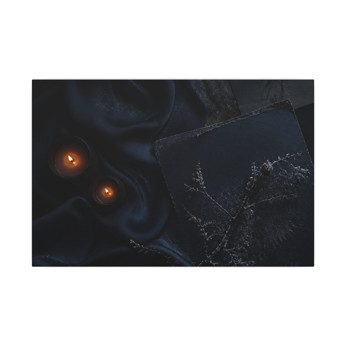 Candlelight Silk Drape Canvas Art - Dark Japandi Kanso
