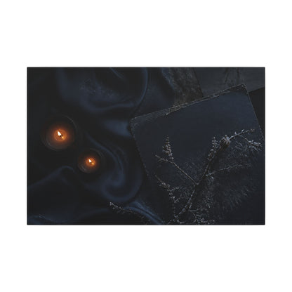 Candlelight Silk Drape Canvas Art - Dark Japandi Kanso