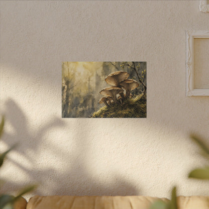 Wild Mushrooms Canvas Art | Spring Japandi Watercolor Art