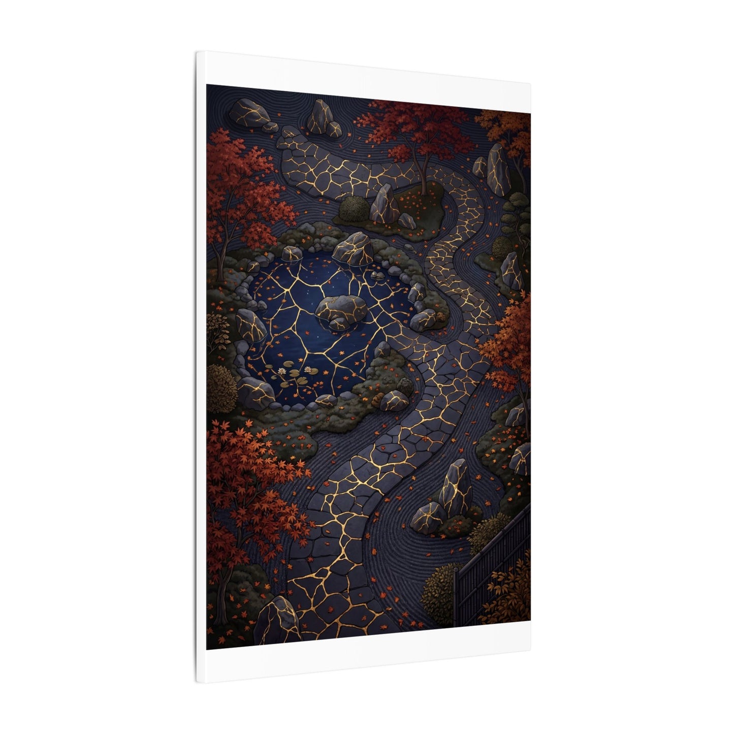 Moonlit Garden Gold Vein Canvas Art | Resilient Kintsugi Art