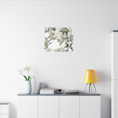 Elegant Stone Lantern Canvas Art - Watercolor Japandi