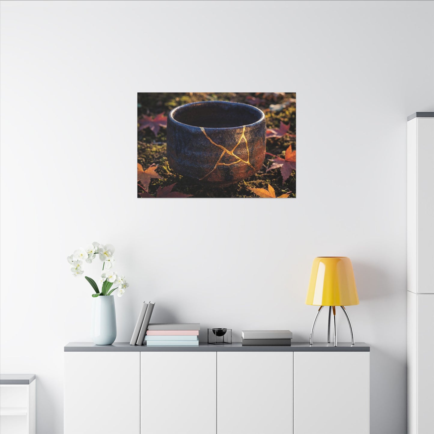Kanso Moonlit Garden Canvas Art - Kintsugi Gold Repair