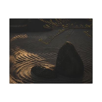 Ma Rock Garden Canvas Art - Dark Japandi Shadow Zen