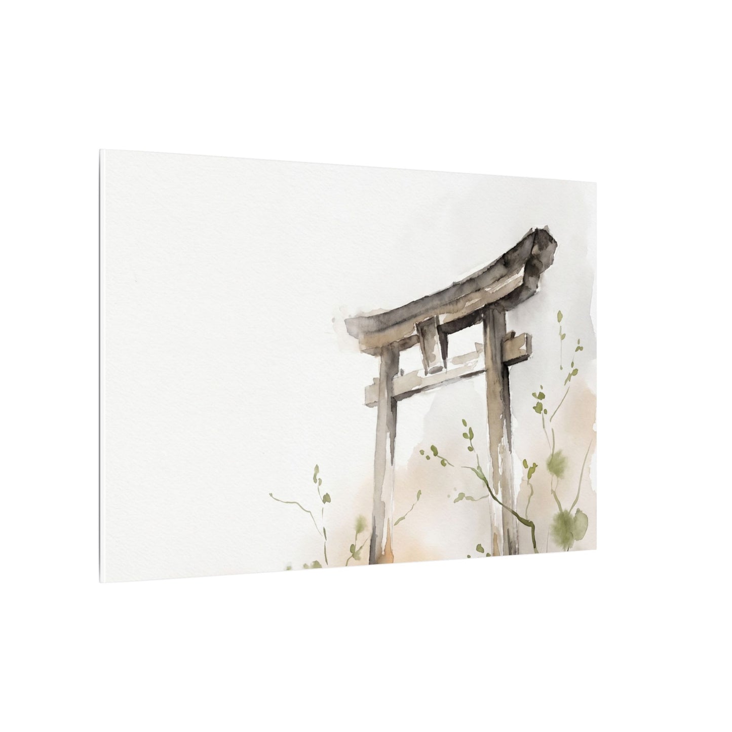 Fukinsei Torii Gate Canvas Art - Japandi Watercolor