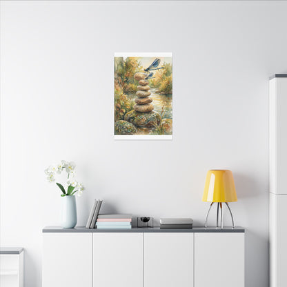 River Stones Summer Canvas Art | Japandi Cozy Design