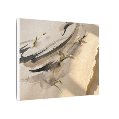 Ink Brushstroke Watercolor Canvas Art | Neutral Japandi Art