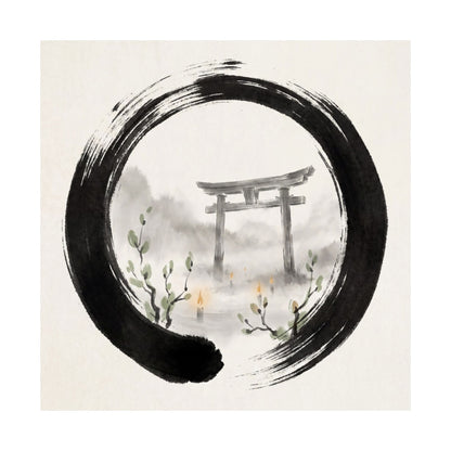 Spring Torii Gate Enso Wall Art Print | Calm Decor