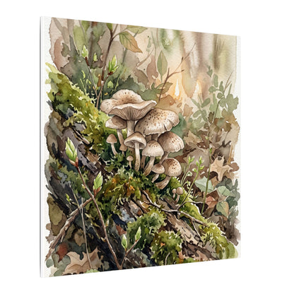 Wild Mushrooms Canvas Art | Spring Japandi Watercolor Art
